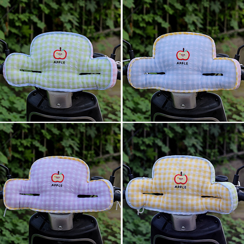Cute Electric Vehicle Anti-Collision Pad Creative Baby Protection Pad Seersucker Apple Plaid Cloth Thickeneded Cycling Anti-Collision Pad