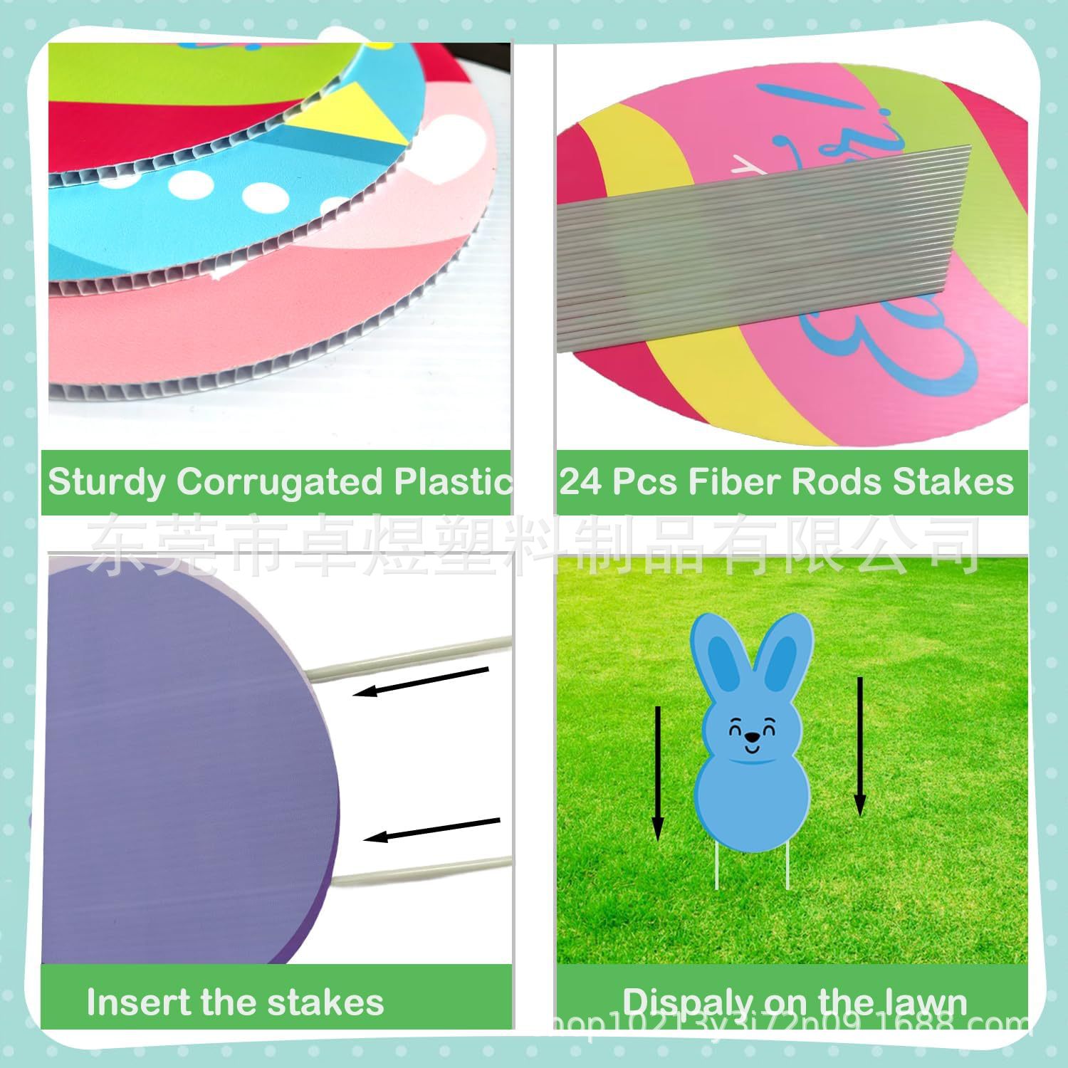 12 Easter Yard Sign Decorations - Lawn Stakes for Easter Party Supplies - Spring Garden Props