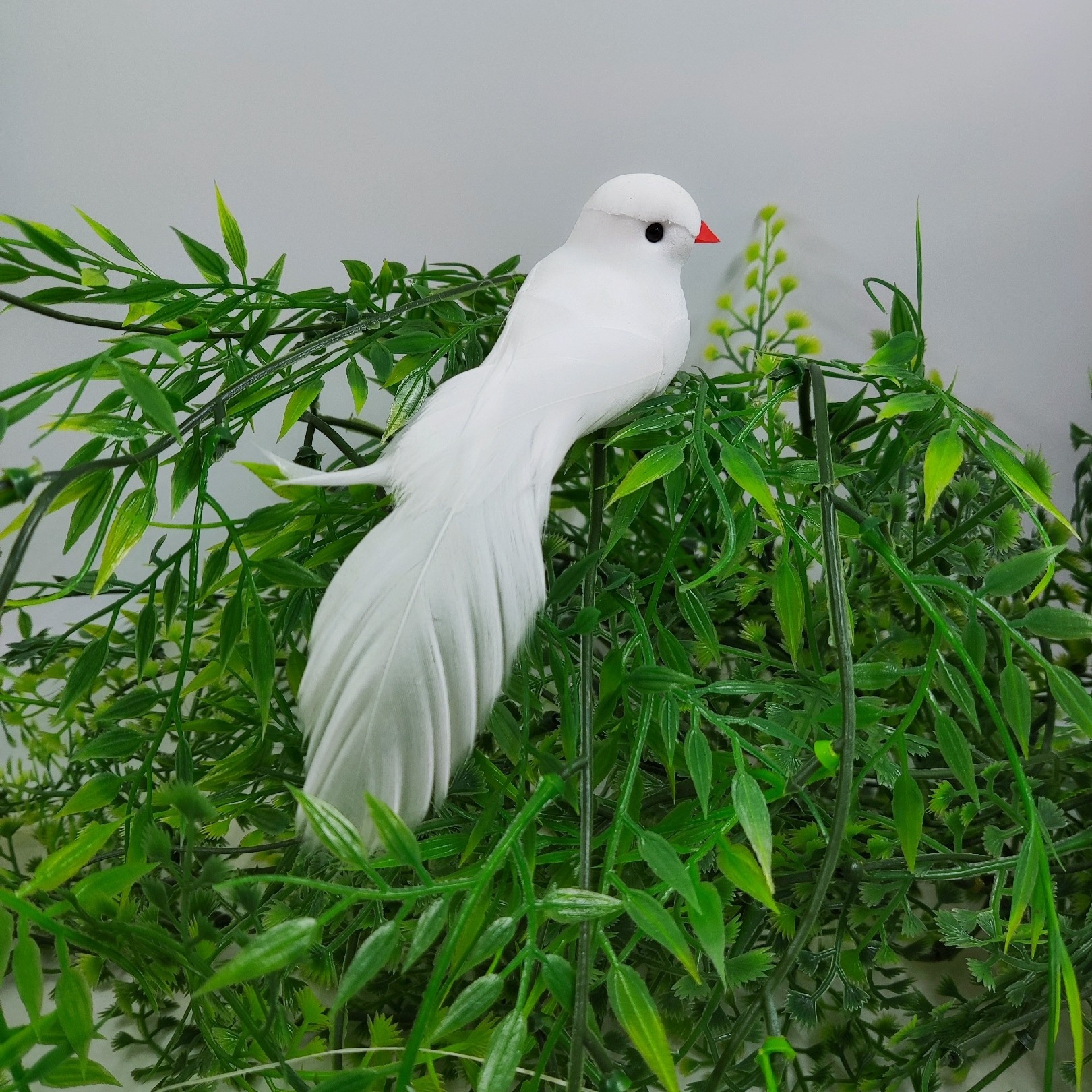 14см красная пасть белого голубя симуляция пернатой птицы/аксессуары белая пернатая птица