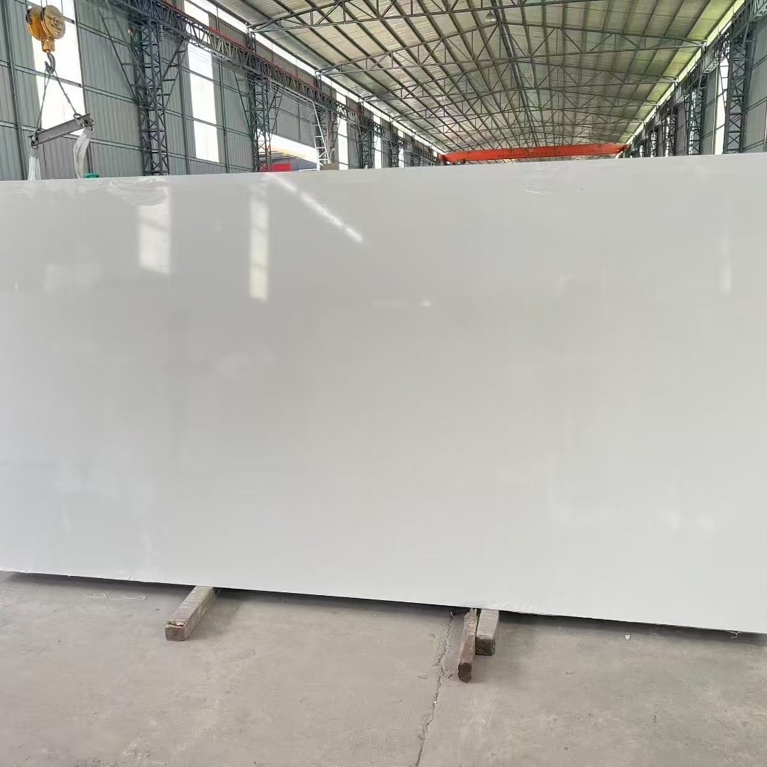 Zero-Silicon Pure White Quartz Stone Slab Wholesale Kitchen Cabinet Countertop Artificial Stone Kitchen Countertop Exported to Australia