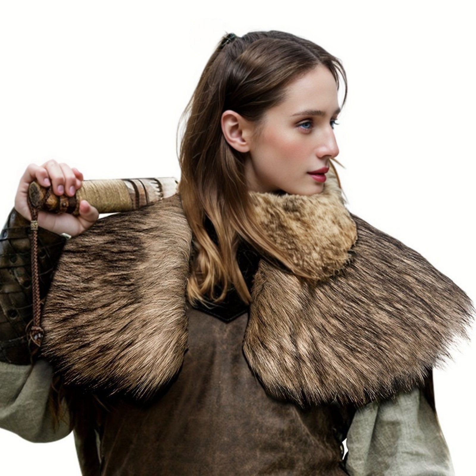 Men's Viking Faux Fur Cape Cape Medieval Warrior Fur Halloween Play Costume Fur Fur Collar