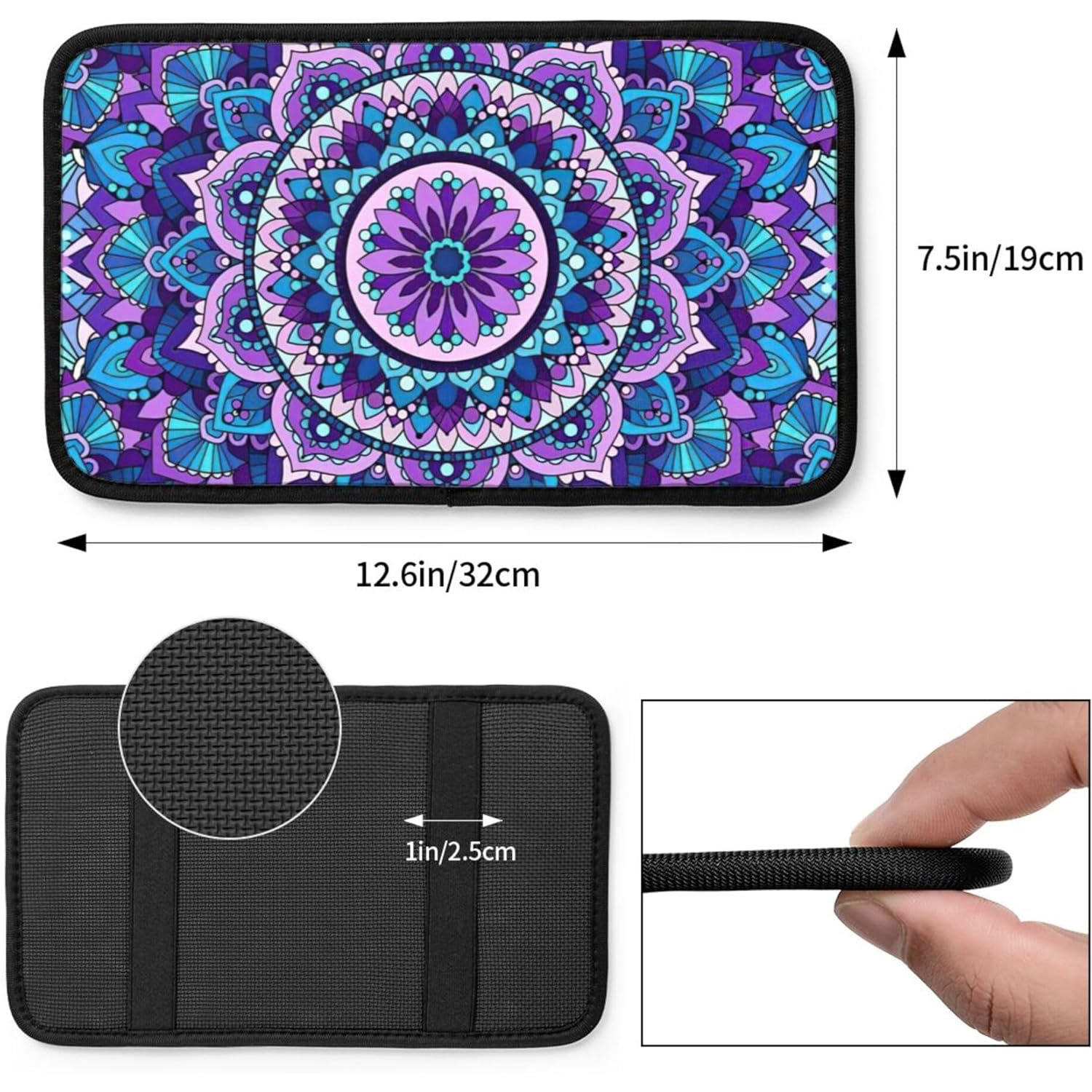 in stock diving material car central armrest box mat non-slip wear-resistant car printed armrest mat non-slip coaster