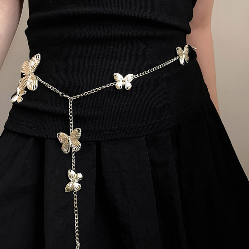 Retro Metal Butterfly Waist Chain Niche Design High-End Necklace Multi-Functional Body Chain Popular Girdle Accessories
