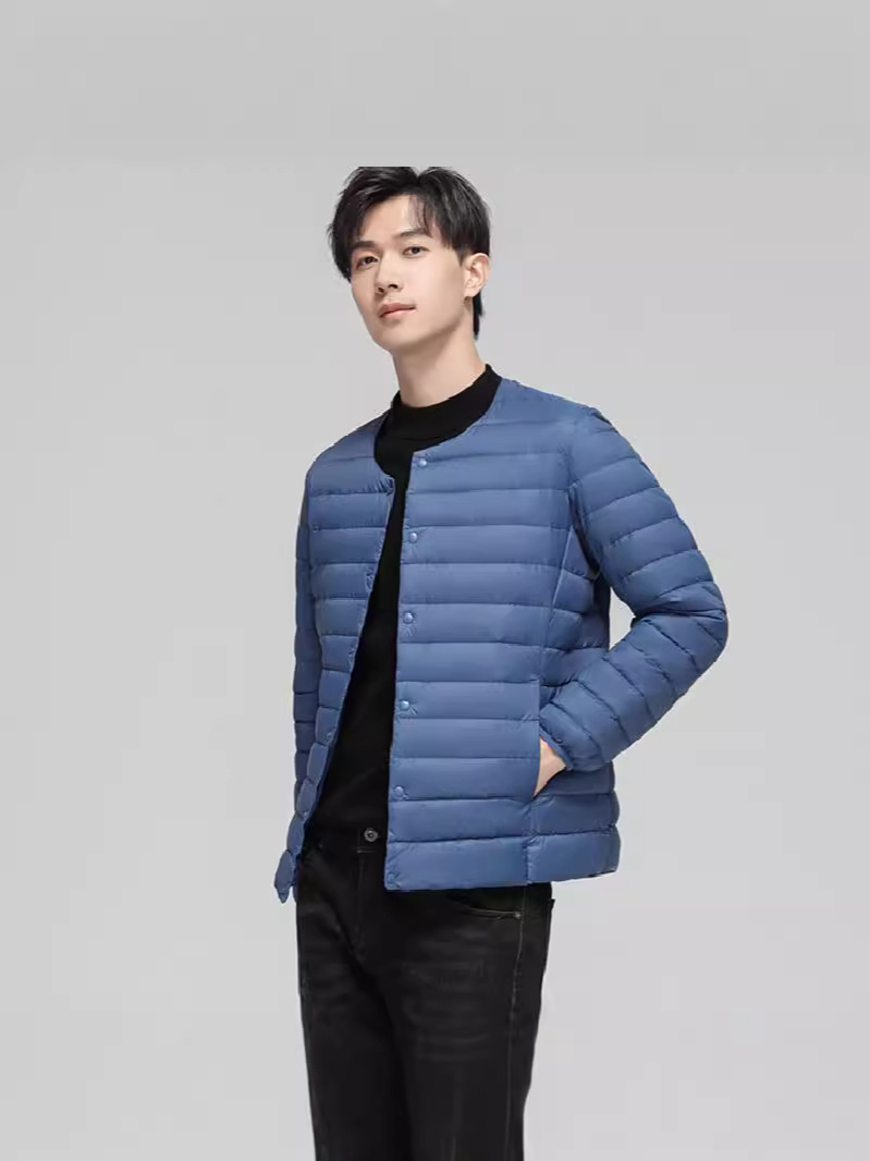 90 velvet men's light down jacket wholesale outer wear round neck fashion thin plus size white duck down men's coat