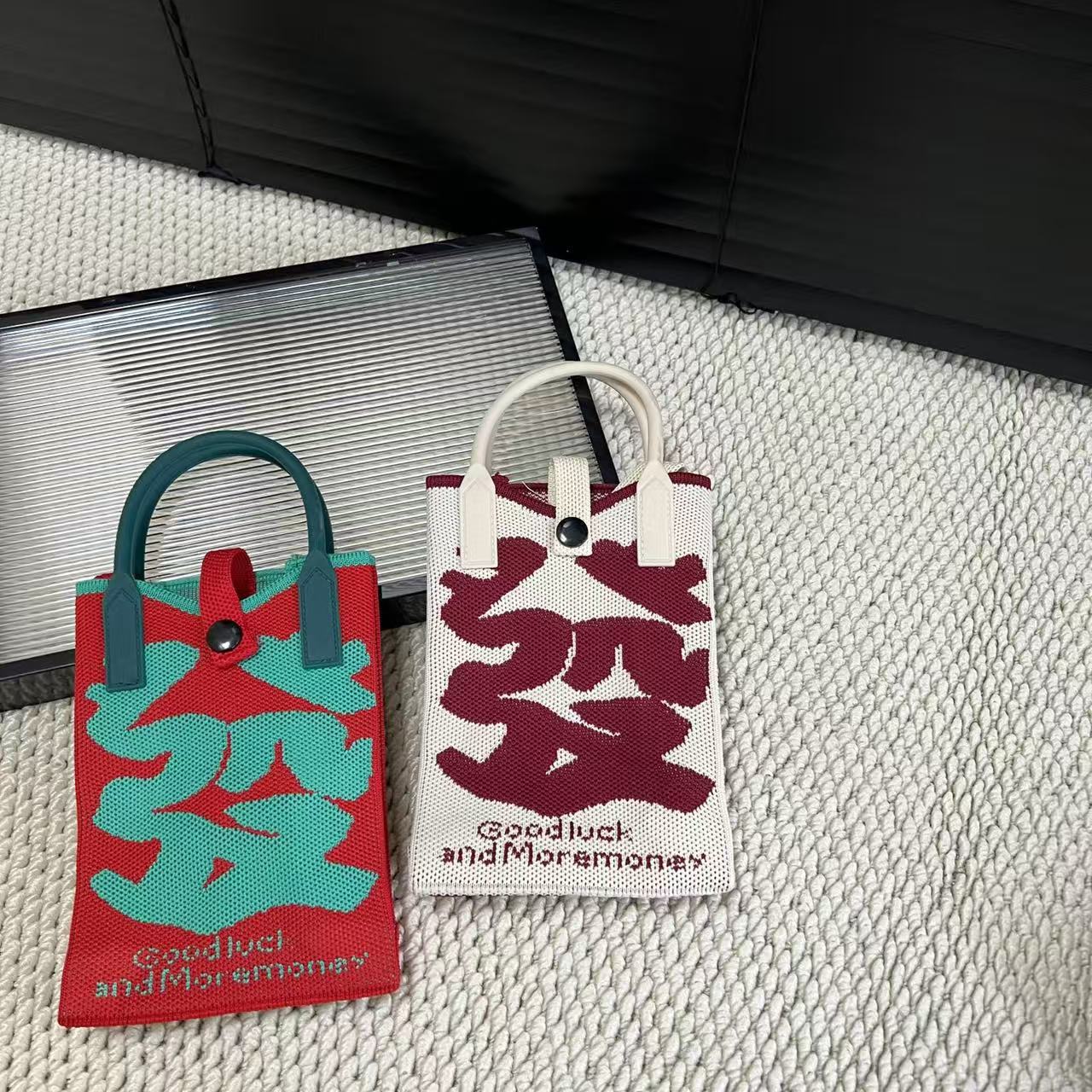 2026 New Year's Day Knitted Mobile Phone Bag Blessing Series Personalized Easiest for Match Crossbody Bag High-End Bag Year of the Horse