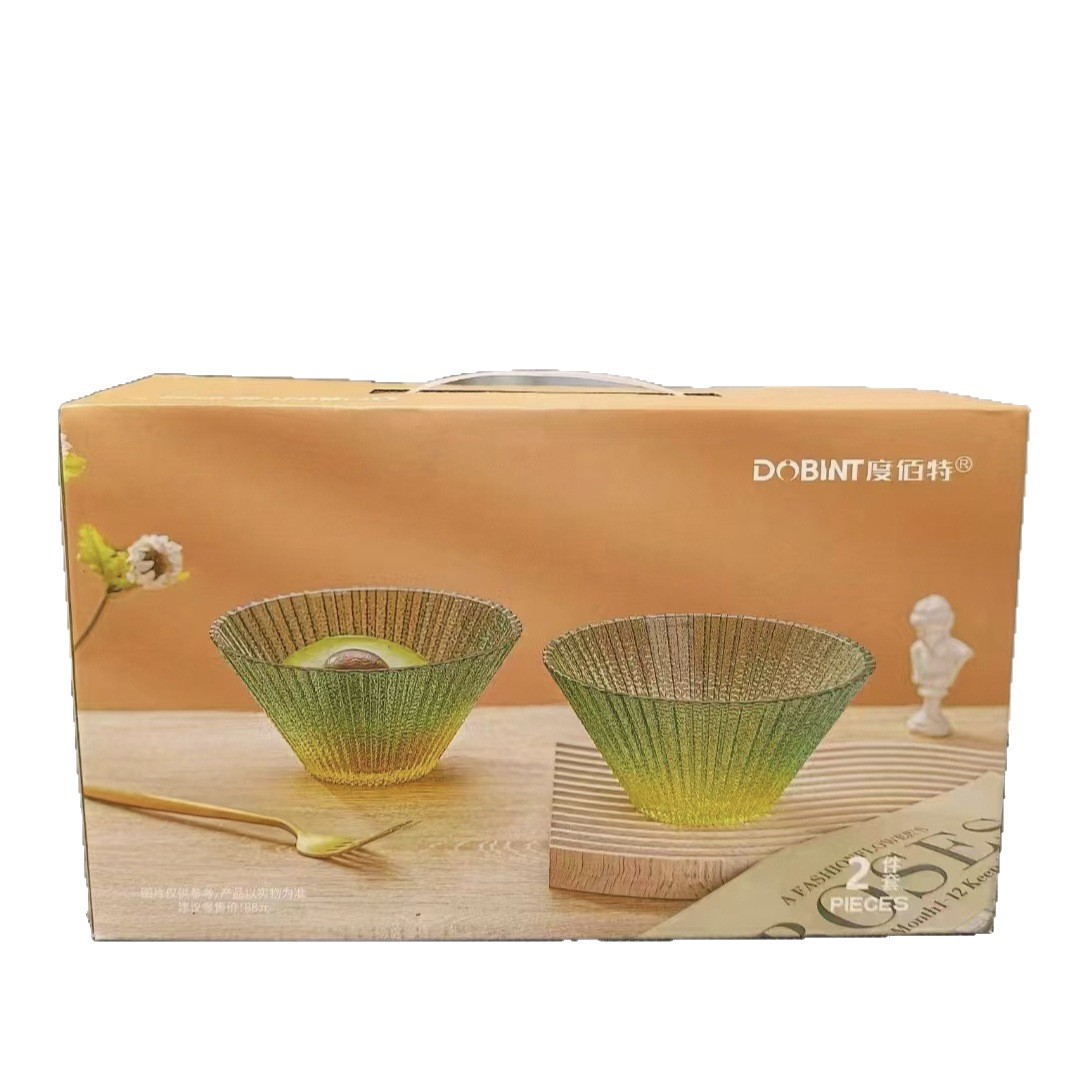 Dubaite Creative Glass Salad Bowl Glass Cup Set Business Event Welfare Handy Gift Membership Gift Wholesale