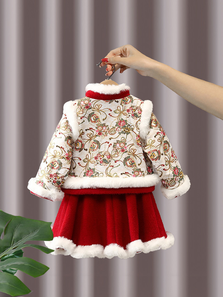 Hanfu Girl's Winter Clothes New Year Clothes Children's Chinese Style Dragon Year Tang Suit New Year Baby's New Year's Eve Dress One-Year Old Dress