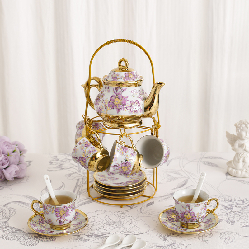 European Tea Set Ceramic Coffee Cup Flower Tea English Afternoon Tea Set Retro Wedding Gift Minyi