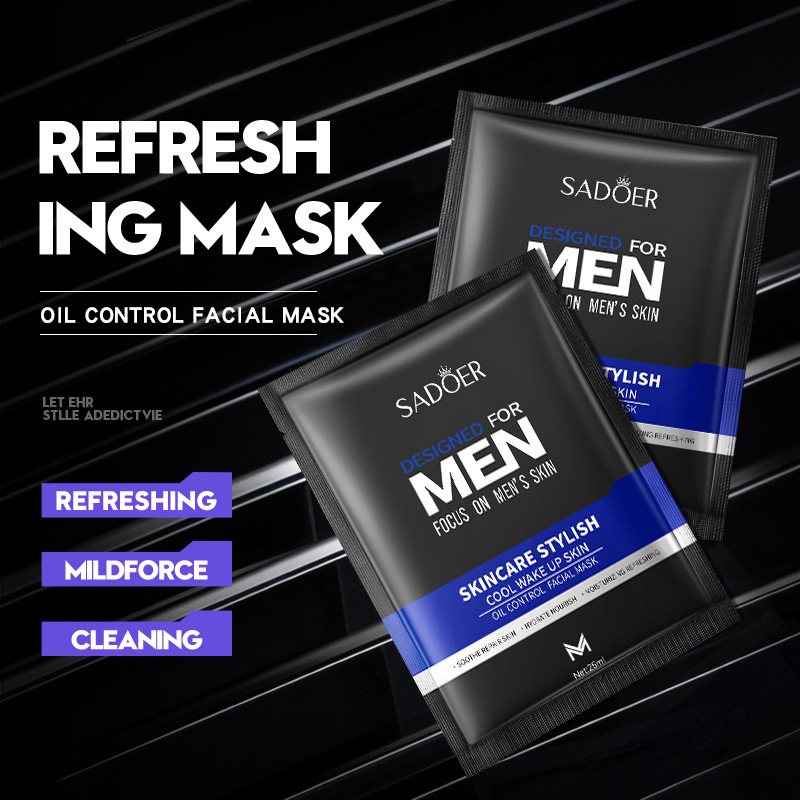 Full English Men's Facial Mask 25g Sadoer Cool Men's Hydrating Mask Patch Cross-Border Export Wholesale