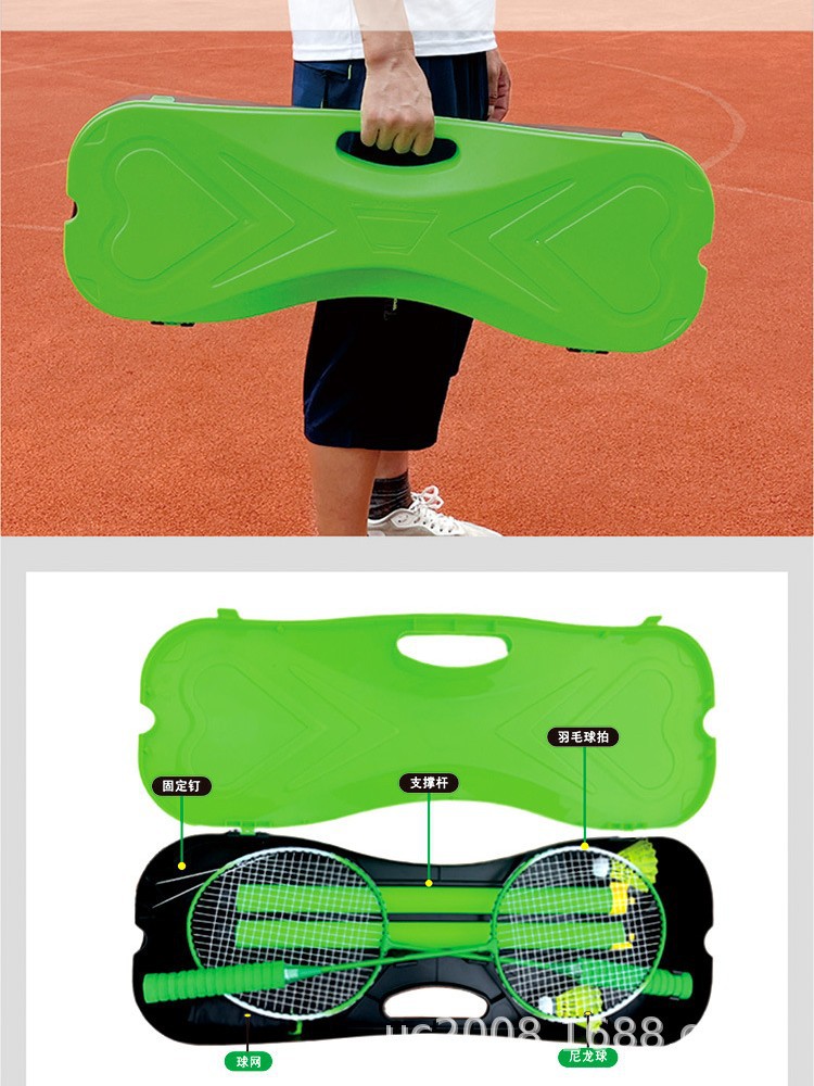 Portable Badminton Net Set 3m Storage Type Home Entertainment Simple Net Posts Standard Court Lines Export Q