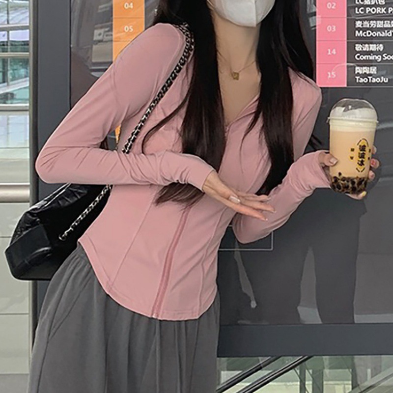 Vinyl Yoga Sun Protection Clothing for Women in Summer, Anti-Uv Sun Protection Clothing, Cool, Breathable, Slim-Fitting Ice Silk Cardigan Jacket