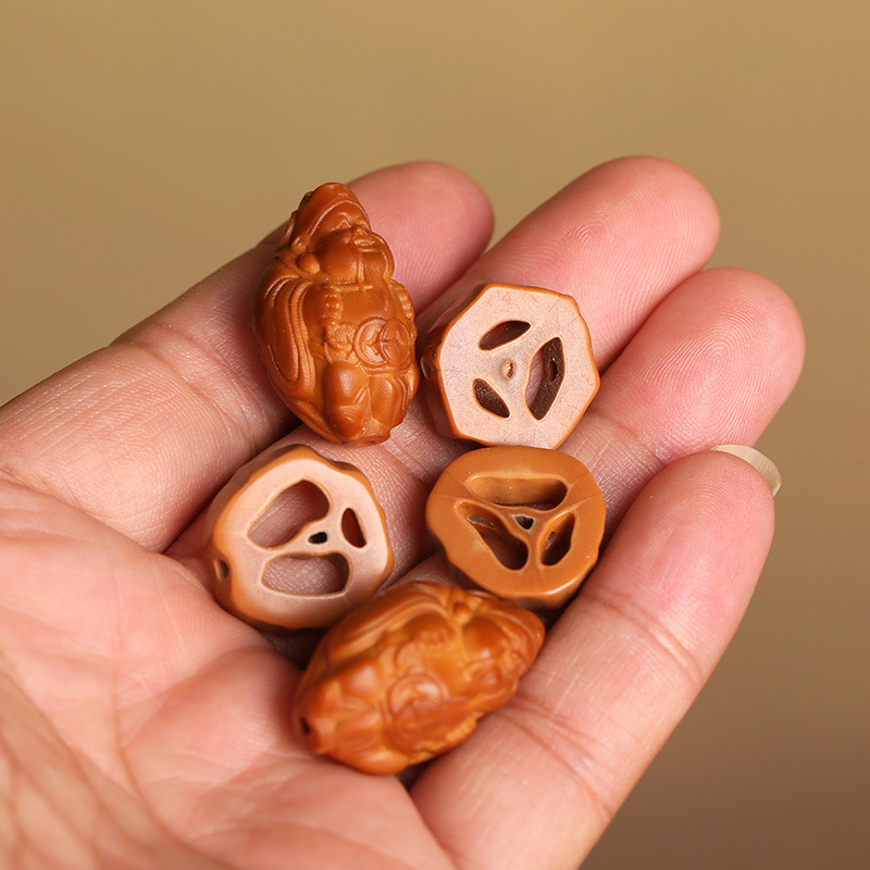 Olive Stone Carved God of Wealth Bracelet, Embarrassing Face DIY Accessories, Cabbage, Pixiu Pendant, Jewelry