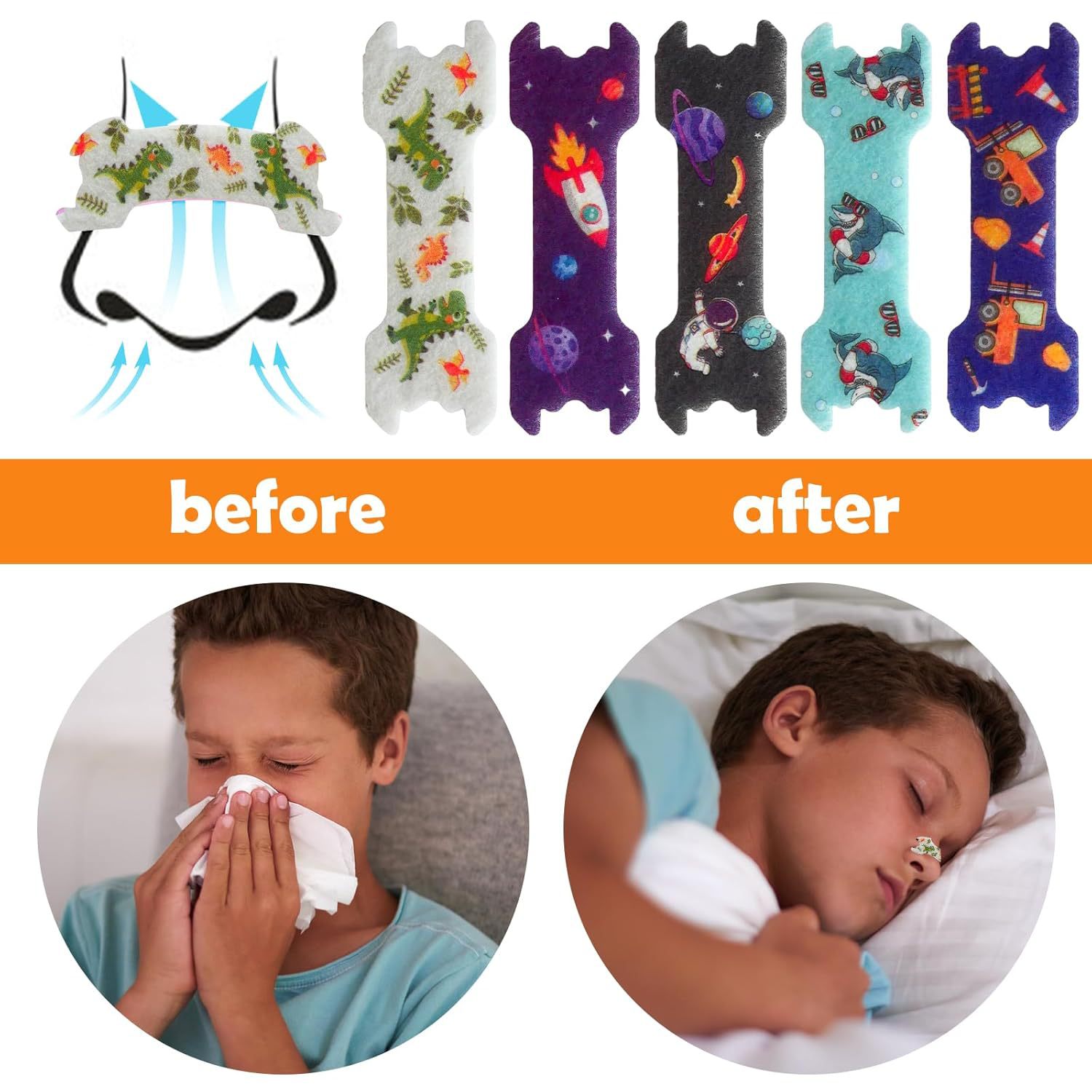 Cross-border Children's Ventilation Nose Sticker Cartoon small size Children's Nasal Sticker Relieve Breathing Snoring Strip Children's Sleep Nose Sticker