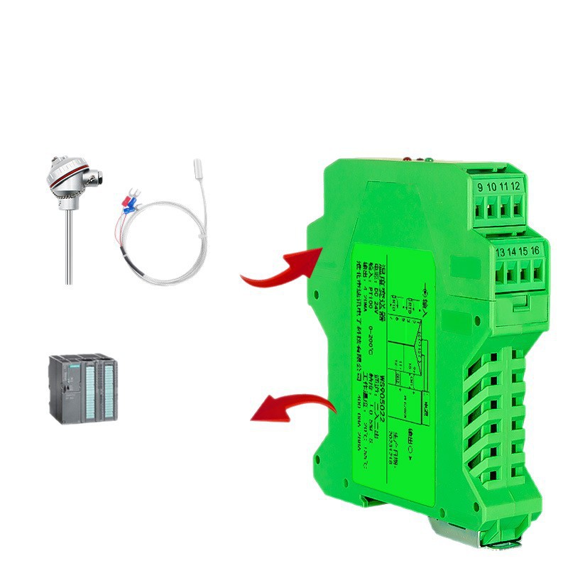 Pt100 Thermal Resistance Rail Type Temperature Transmitter Signal Isolator to 4-20Ma Analog 0-10V Output