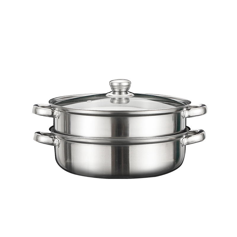 Thickened Double-Layer Stainless Steel Steamer Pot, Single-Layer Soup Pot, Double-Layer and Triple-Layer Soup Steamer Pot, Household Gift, 28cm, Wholesale from Manufacturer