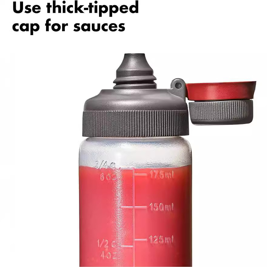 Cross-Border New Kitchen Supplies Seasoning Bottle Salad Dressing Push-Type Squeeze Bottle Plastic Squeeze Bottle Kitchen Seasoning Bottle