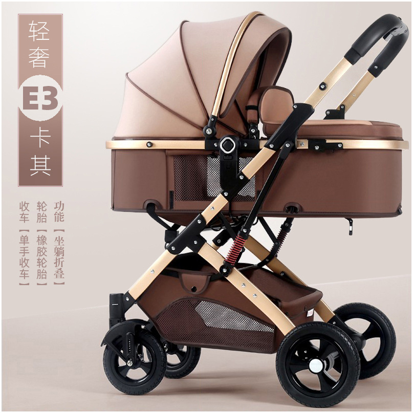 Baby Stroller Can Sit and Lie Down, Foldableable, Shock-absorbing, Multi-functional Two-way Newborn Baby High-view Basket Stroller