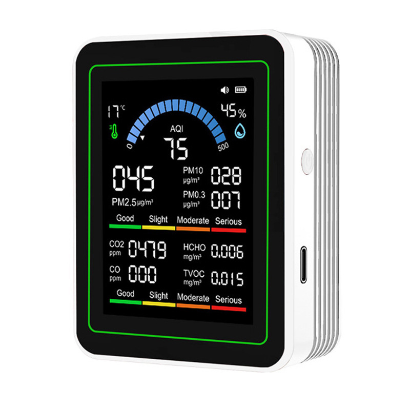 Cross-Border New 10-in-1 Air Detector for Home Monitoring of Formaldehyde Carbon Dioxide Pm2.5 Co Temperature and Humidity