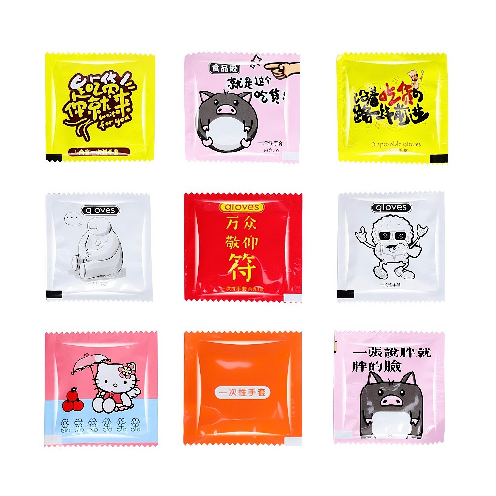 Disposable Gloves Food Grade Independent Packaging Thickeneded Two-Pack Catering Small Bag Gloves Takeaway with Logo Printing