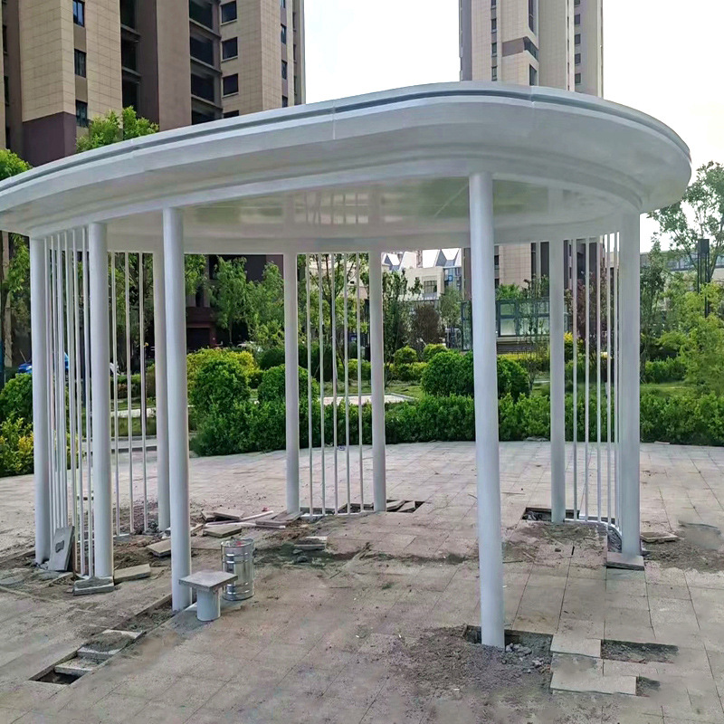 Weather-Resistant Steel Plate Pergola Sculpture Custom Stainless Steel Curved Retaining Wall Garden Steel Structure Pavilion Landscape Project