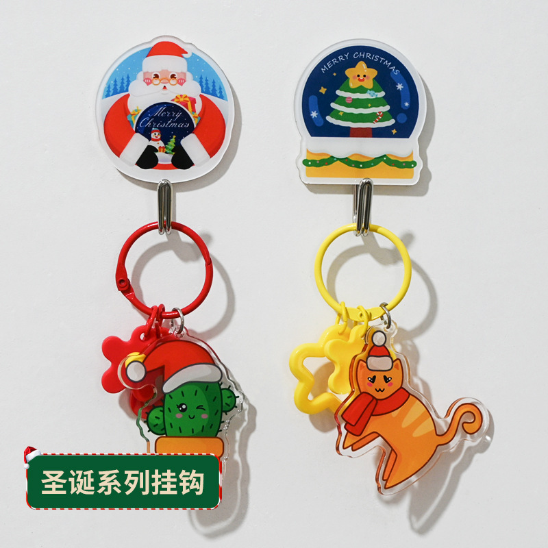 Cross-Border Amazon Christmas Seamless Hook Customization Cartoon Santa Claus Acrylic Punch-Free Hook Customization