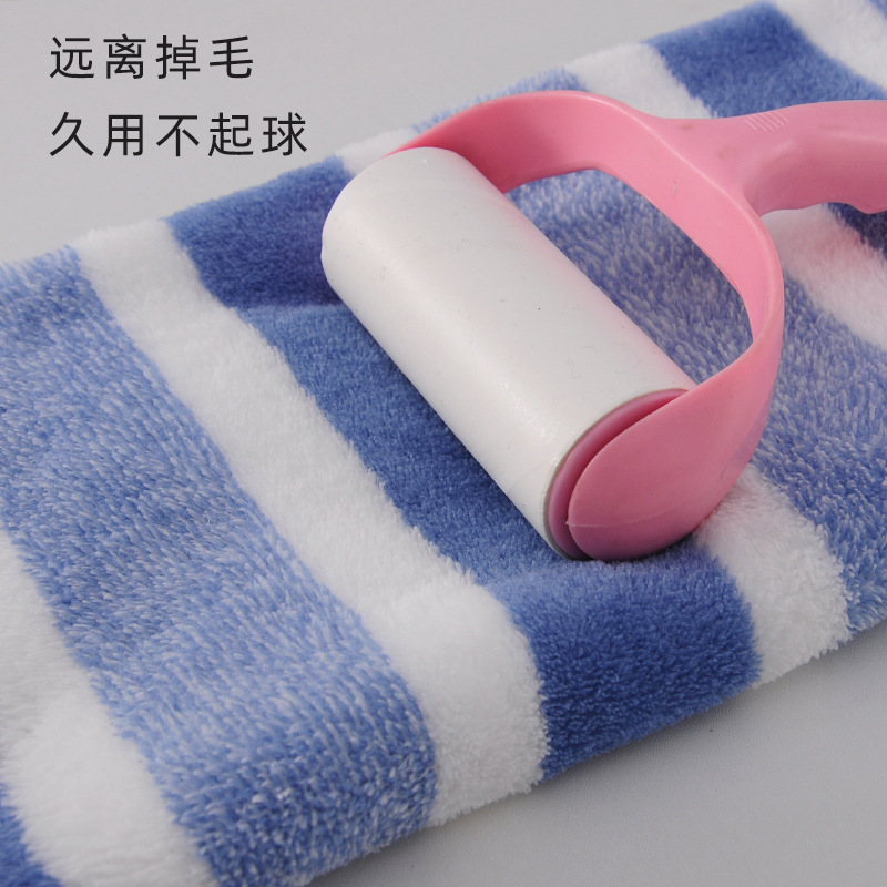 Cross-Border Bath Towel Wrap Thickened and Absorbent Face Wash Household Wide Striped Coral Velvet Wide Striped Towel Bath Towel