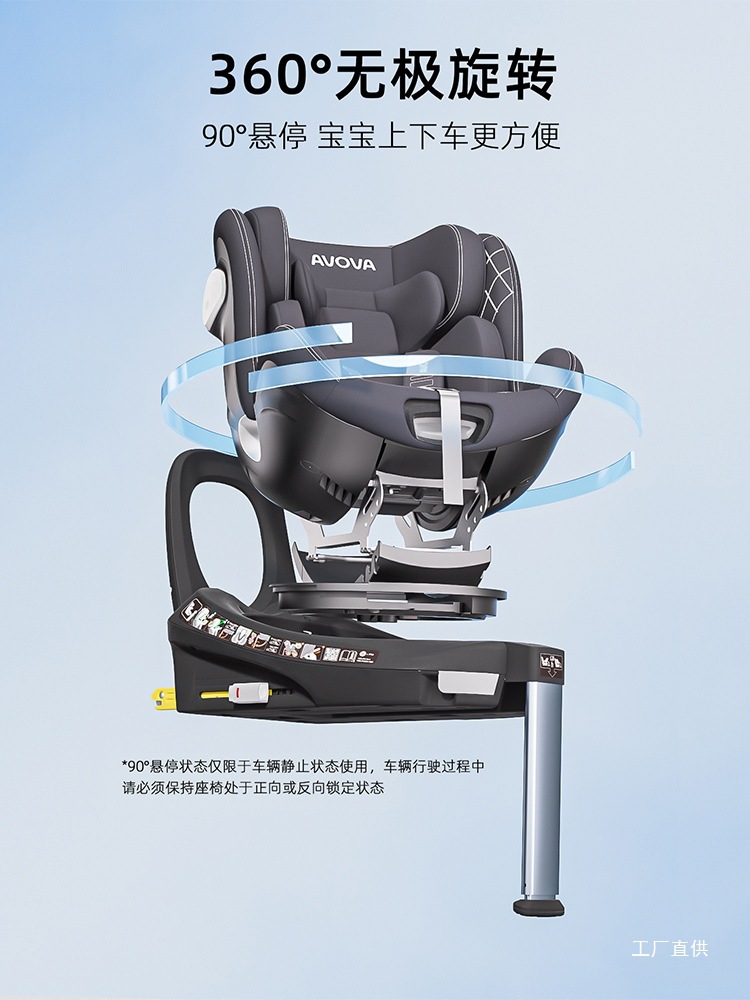 Avova German Kids Safety Seat for Cars, Suitable for Babies and Infants Aged 0-7 Years, 360-Degree Rotating Small Whirlwind I-Size