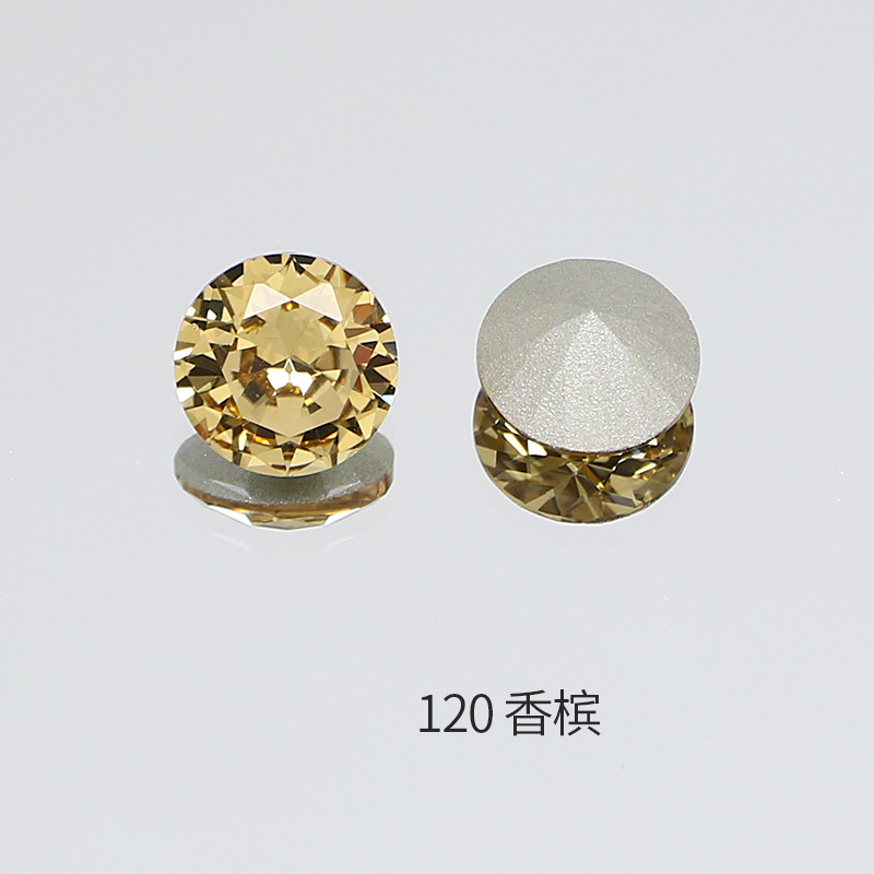 Dongzhou 4mm color small round tip high quality K9 pointed bottom glass drill nail drill slip drill DIY jewelry accessories wholesale