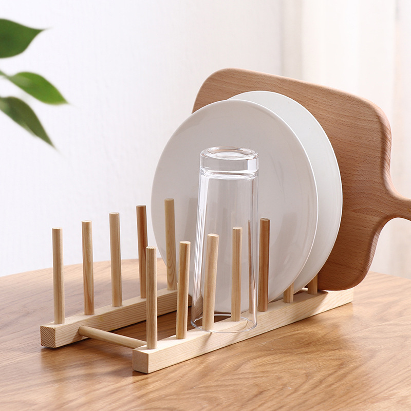 Factory Direct wooden dish rack solid wood draining rack dish rack kitchen storage rack dish storage rack cup holder