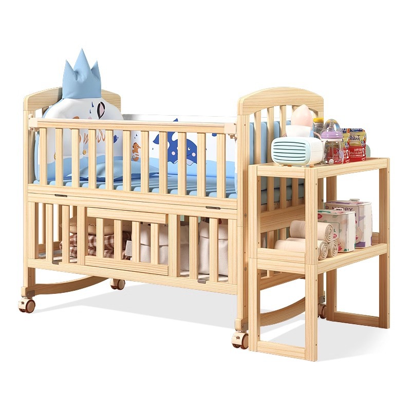 Airich Crib Multifunctional Baby Bed Solid Wood Paint-Free Cradle Newborn Child Bed Removable Splicing Large Bed