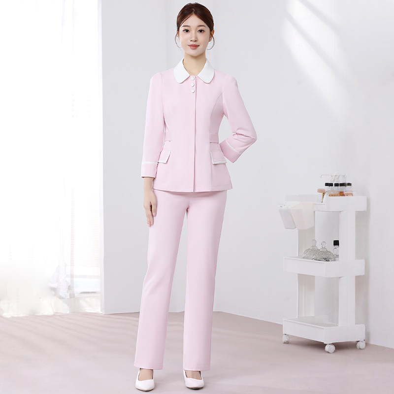 High-End Light Medical Beauty Nurse Uniform Pink Split Suit Women's Autumn and Winter Beauty Salon Dental Oral Care Work Clothes