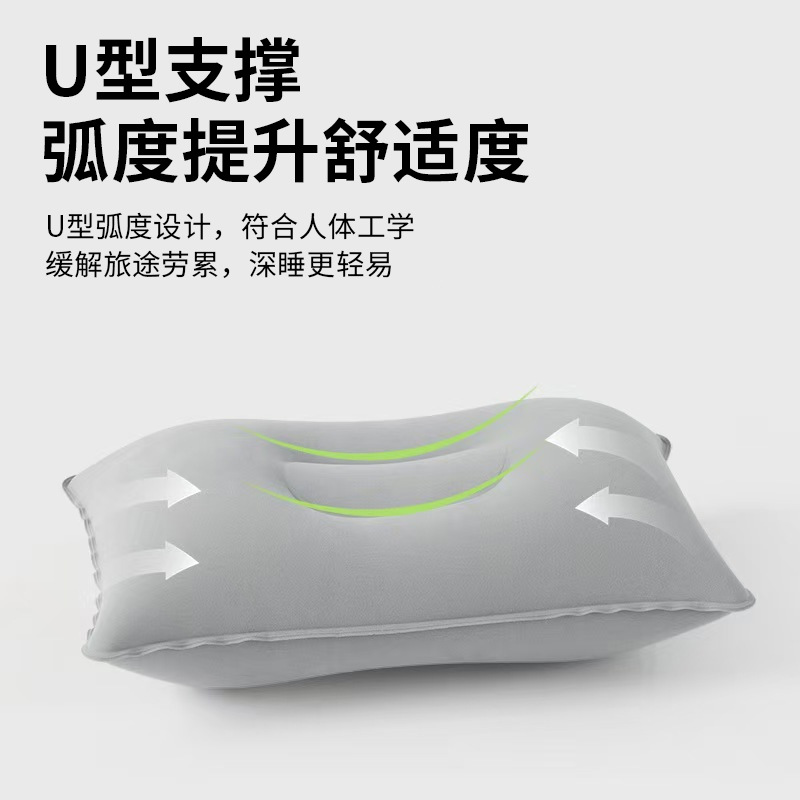 Business Office Inflatable Pillow for Sleeping on Your Stomach, Portable Pvc Flocked Inflatable Square Pillow for Outdoor Travel, Wholesale from Manufacturer