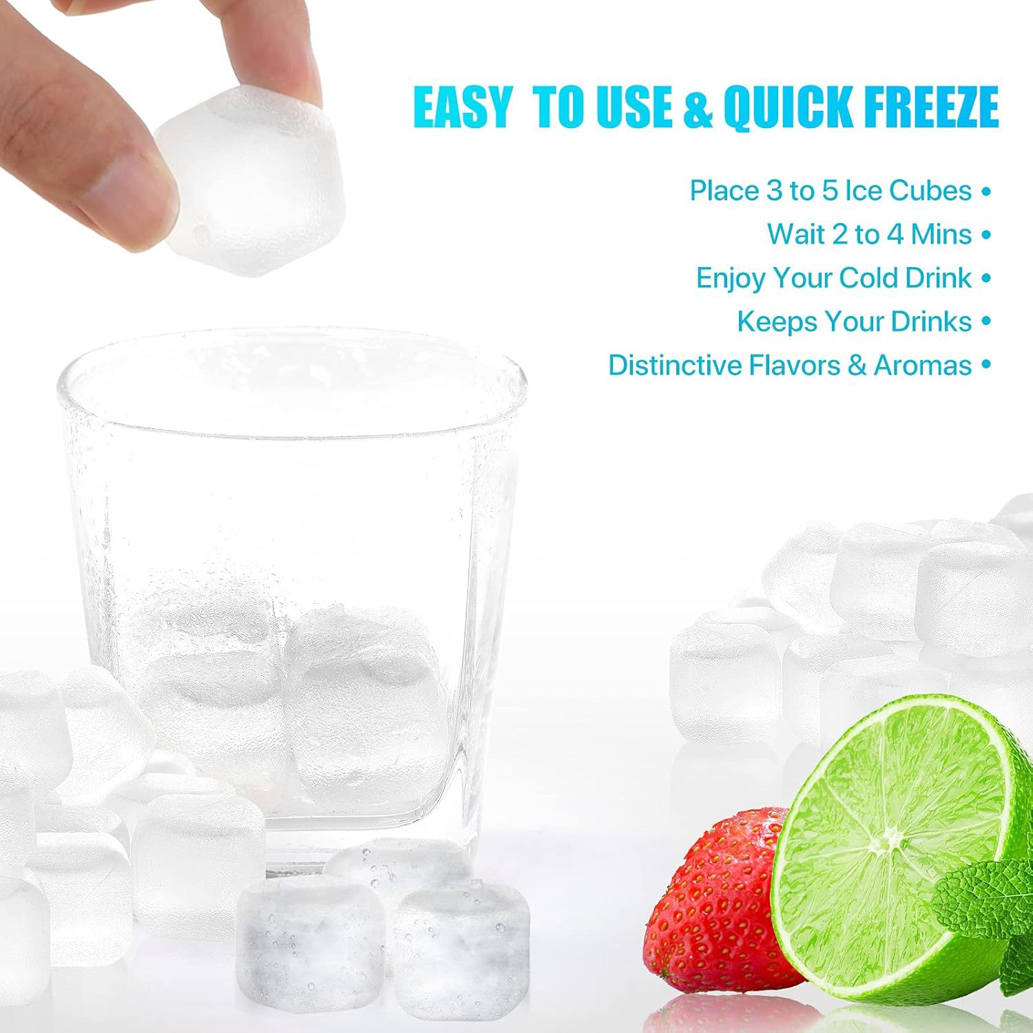 2.5cm Glossy Cube Ice Cubes, Quick-Frozen Ice Cubes, Bagged Ice Cubes, Reusable Plastic Ice Cubes, Pe Ice Cubes