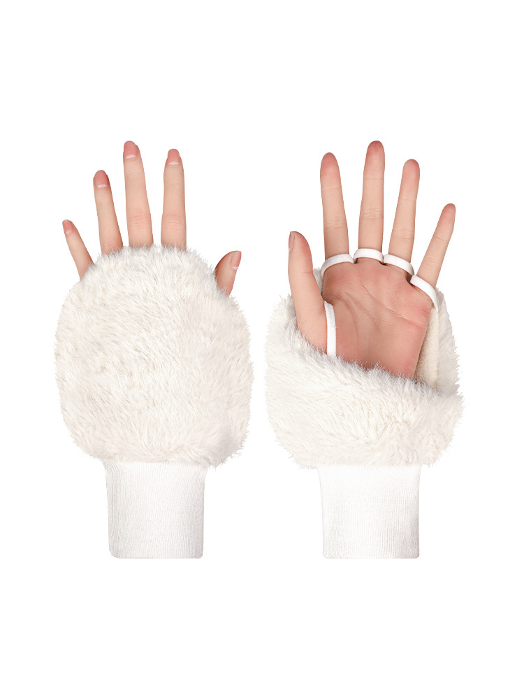2025 New Golf Gloves Women's Hands Thickened Winter Warm Half Finger White Black Ladies Touch Screen