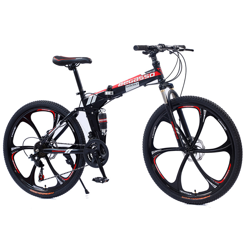 Cross-border wholesale folding mountain bike adult variable speed mountain bike soft tail student bike outdoor off-road bicycle