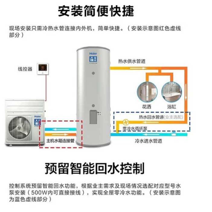 Haier Air Energy Heat Pump Large Capacity Household Commercial Type Villa Hotel Commercial Large Capacity 500 Liters
