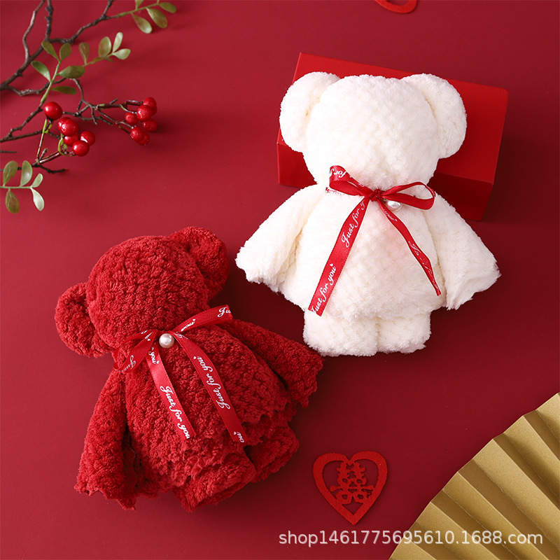 Полотенце в форме медведя из кораллового велюра, свадебный подарок, сувенир для открытия, подарок на день рождения