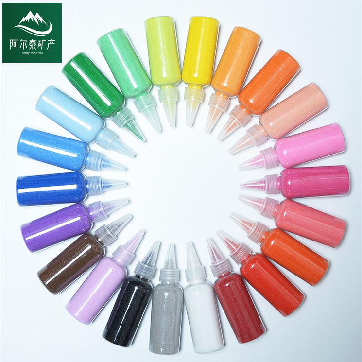 Altai factory wholesale dyed colored sand children's sand painting colored sand DIY Bottled colored sand