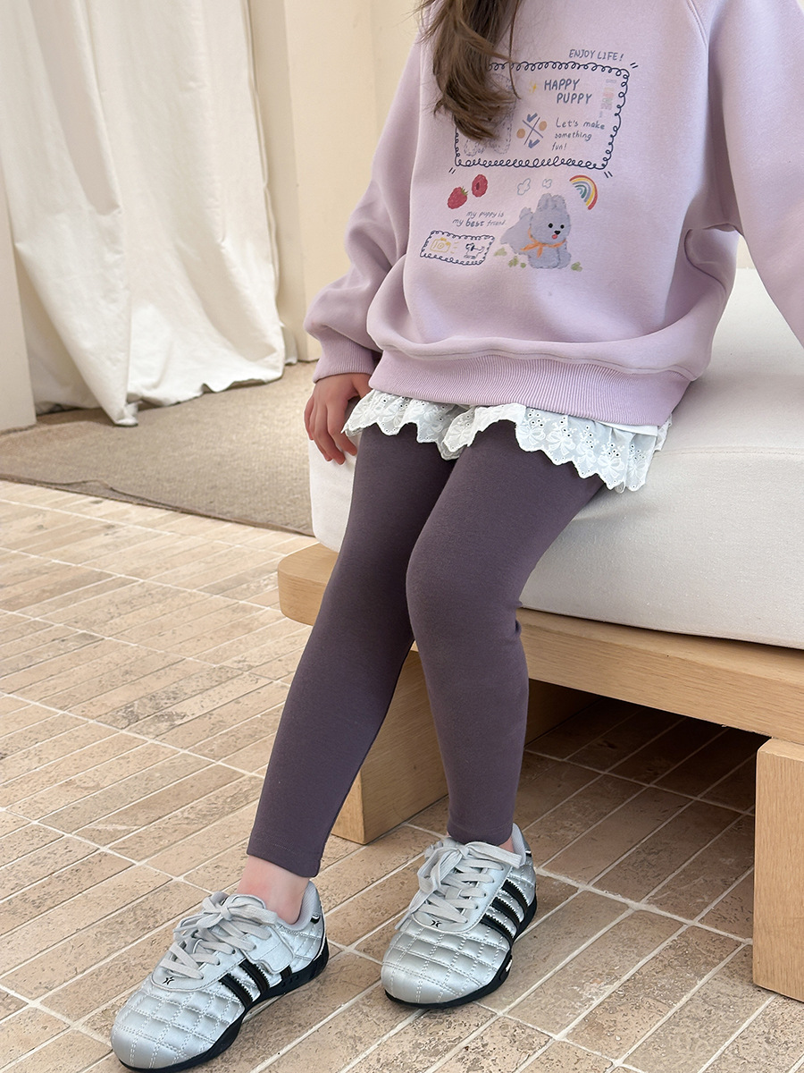 Aimobeibei 2025 Autumn Korean Style Girls' Pants High Elasticity Skin-Friendly 280g Wool Stretch Leggings