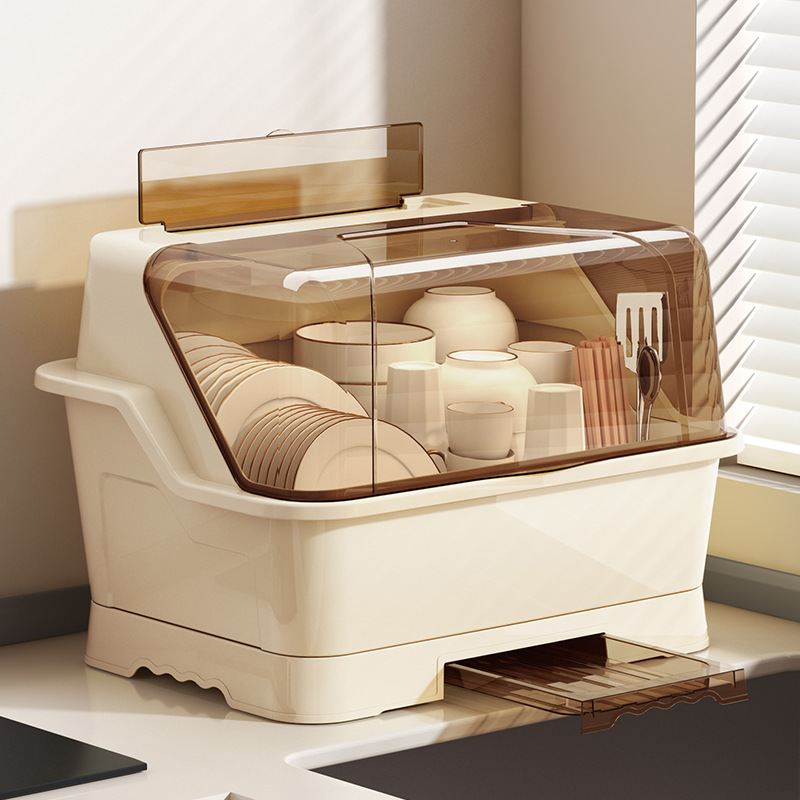 Drain Rack Dish Rack Kitchen Storage Box Extra Large Table Top Plastic Cupboard Household Multifunctional Storage Box