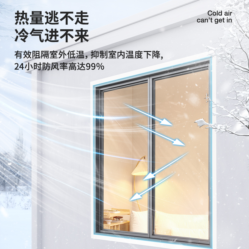 Window Wind-Blocking Artifact, Winter Windproof and Warm Film, Window Sealing, Cold-Proof and Warm Curtain, Bedroom Transparent Thickeneded Insulation Film