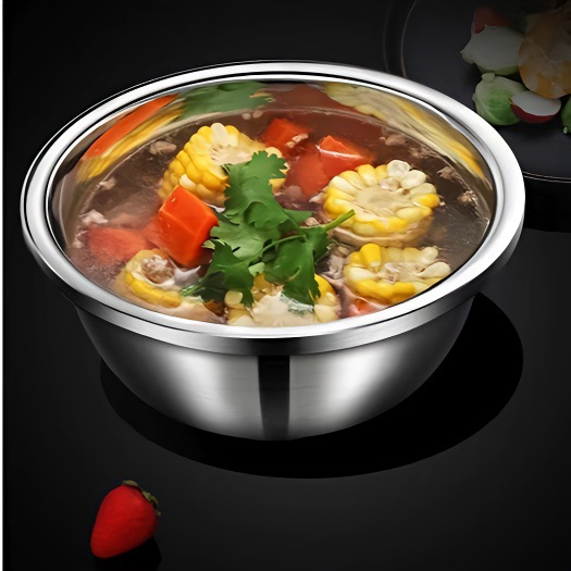 [26cm Reverse Edge Solid Basin 250g] Extra Thick Stainless Steel Seasoning Basin for Home Kitchen and Egg Beating Basin