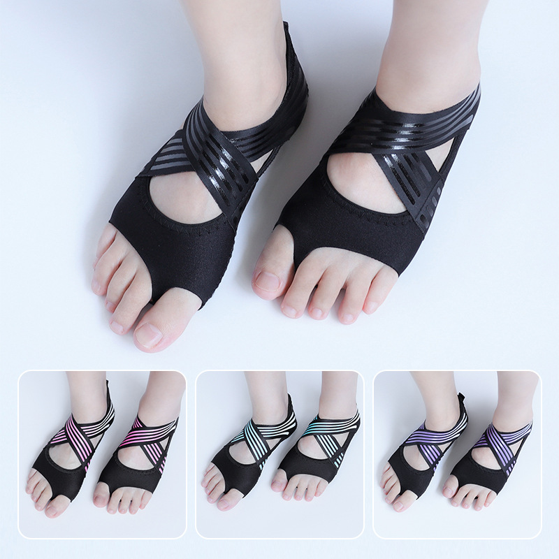 Yoga Dance Shoes Non-slip Silicone Pilates Socks Five Toes Soft Bottom Indoor Professional Open Toe Sports Socks