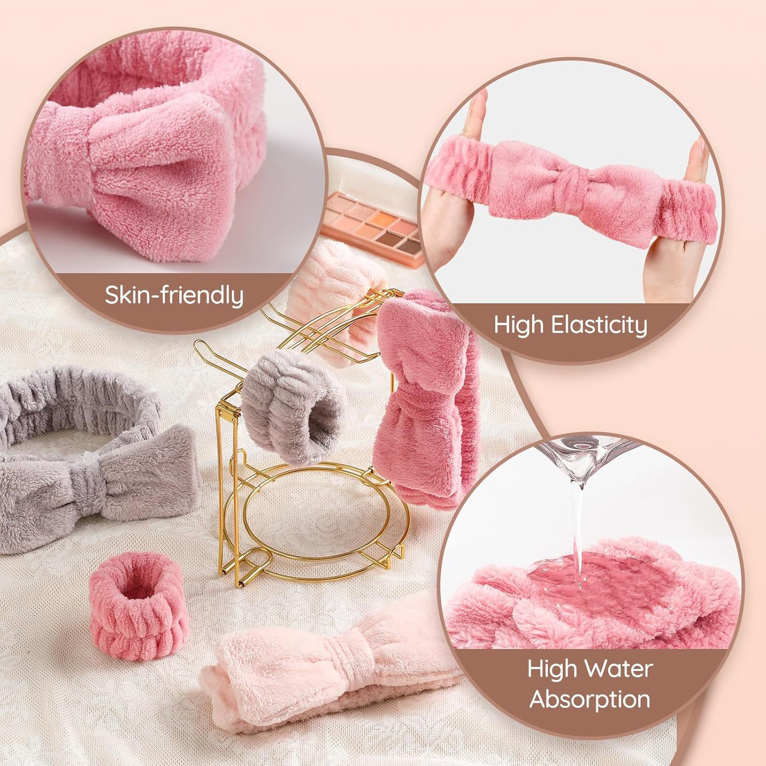 European and American Cross-border Bow Plush Wristband Wash Face Spa Bracelet Spa Wrist Absorbent Moisture-proof Hair Band Hair Accessories