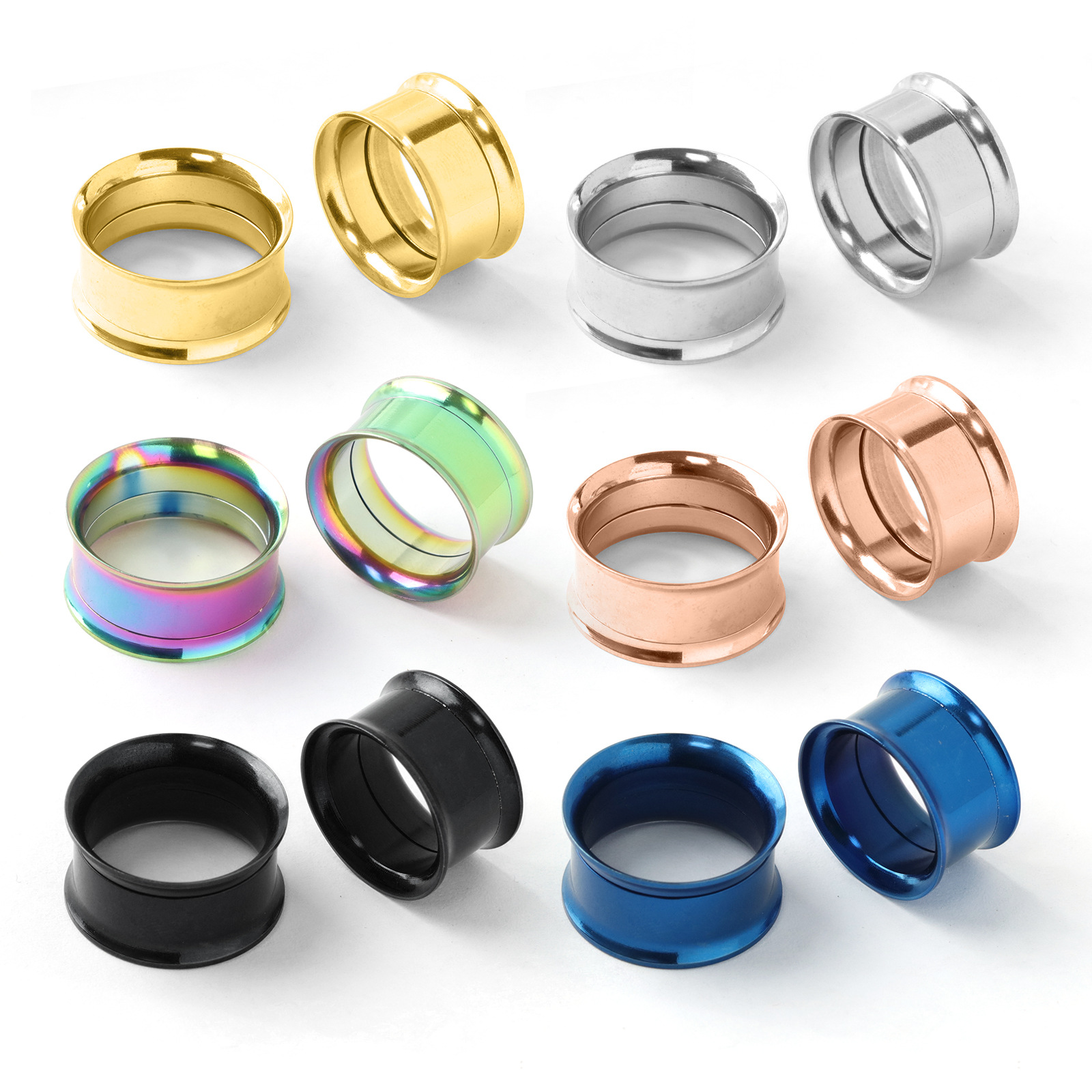 Двойные серьги из нержавеющей стали, увеличители для ушей, металлические накладки, модные аксессуары для ушей, электролитические