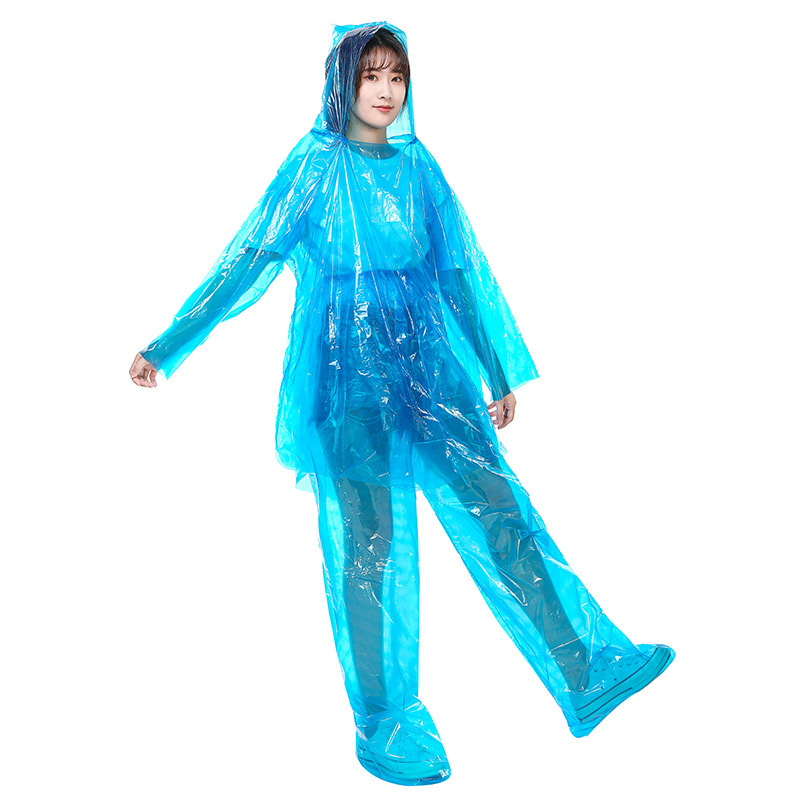 Disposable Raincoat Split Adult Men and Women Transparent Raincoat Pants Full Body All-In-One Rainproof Rafting Poncho Wholesale