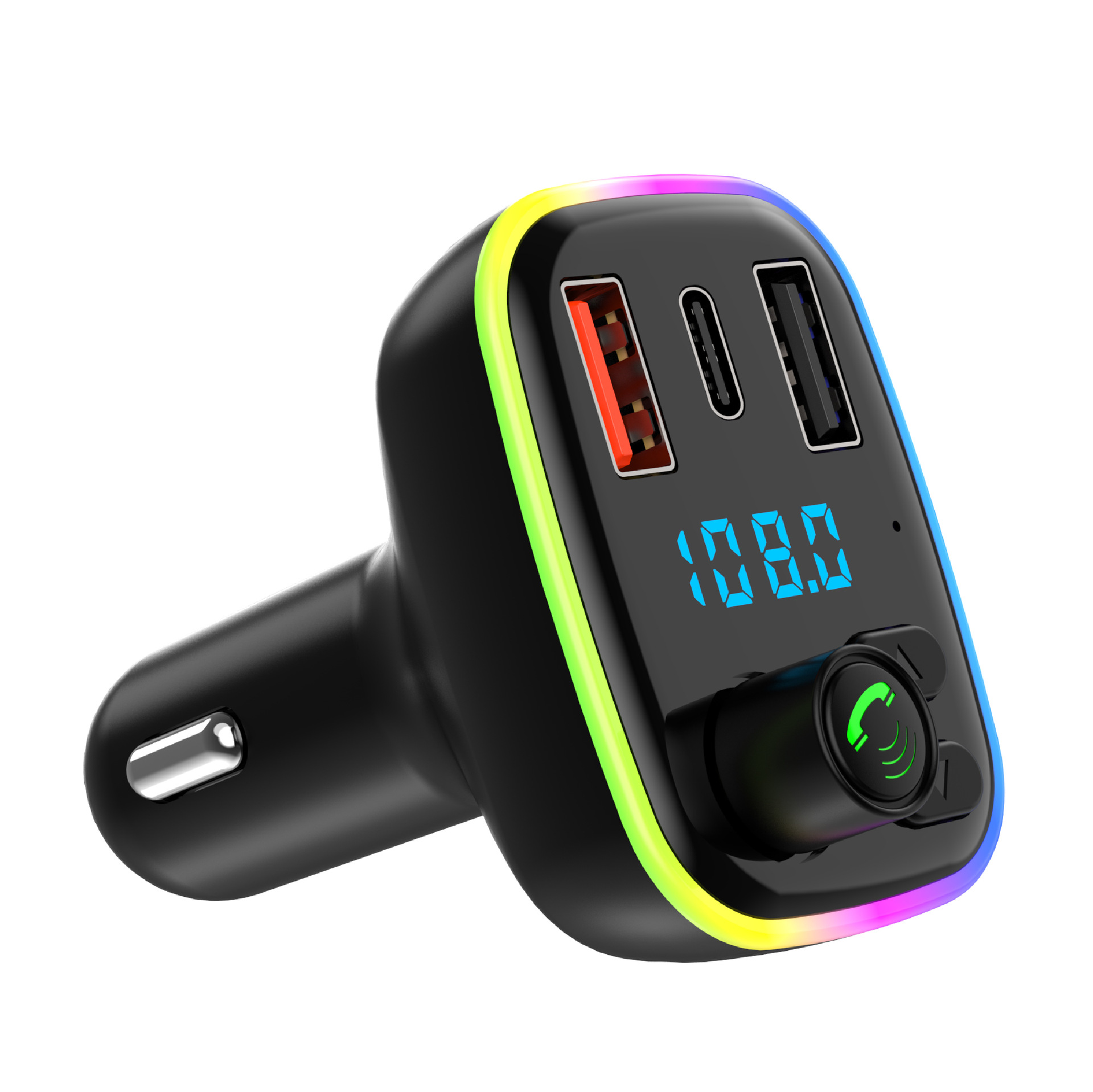 P26 Cross-Border Mp3 Player Car Car Bluetooth Hands-Free Music Colorful Atmosphere Light Car Charger Fm Transmitter