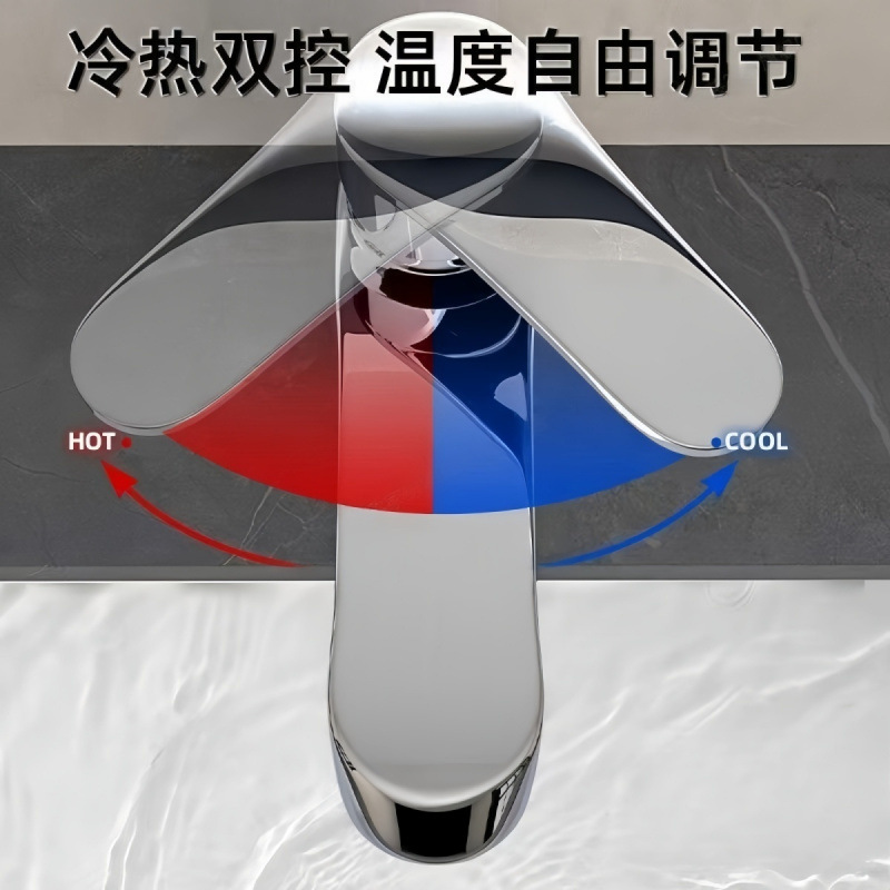 All-Copper Washbasin Faucet Hot and Cold Water Household Washbasin Bathroom Single Cold Basin Countertop Basin Washstand