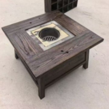 Old Elm Wood Stove Table Courtyard Barbecue Hot Pot Table Square Tea Table B&B Multi-Person Tea Table Factory Direct Sale