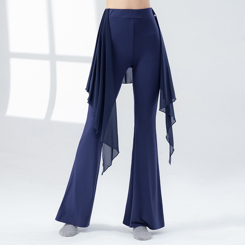 Modern Dance Clothing for Women, New High-Waisted Loose Wide-Leg Pants with Ribbons, Adult Classical Dance Practice Yoga Body Pants